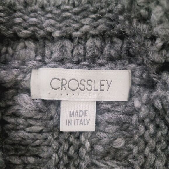 Crossley Womens Wool Chunky Knit Sweater M Alpaca Blend Turtleneck Pullover Gray - Picture 6 of 10